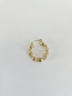 JCM 14k Signed Yellow Gold Textured Hoop Earring - Single Earring